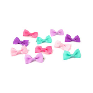 10pk Bow Hair Clips Pink, Purple, Mint