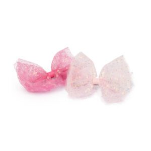 2pk Pink Sequin Bow Hair Clips