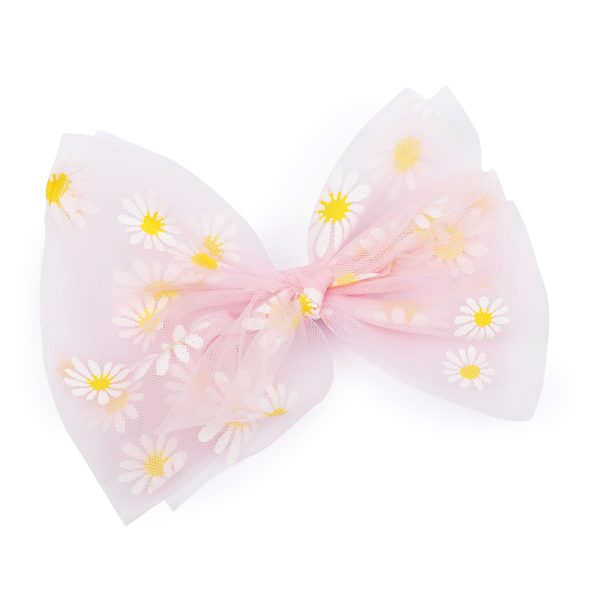 pink Daisy Tulle Bow Duck Clip