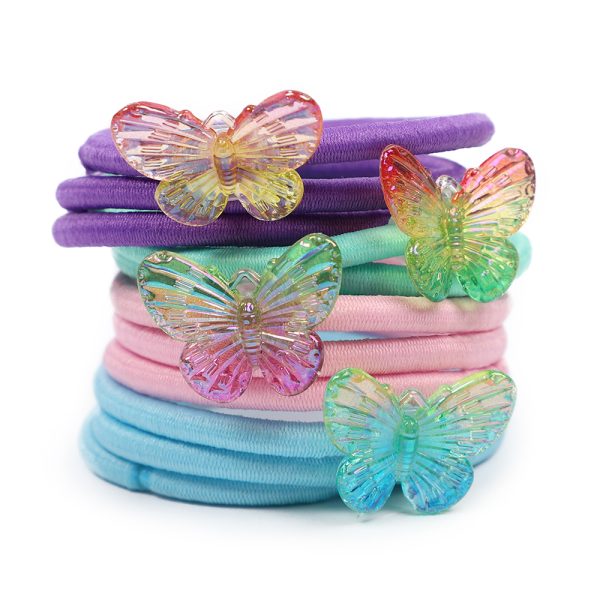 12pk Multi-Coloured Iridescent Butterfly Hair Rings