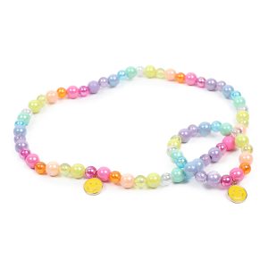 Beaded Necklace & Bracelet Set With Smiley Charm