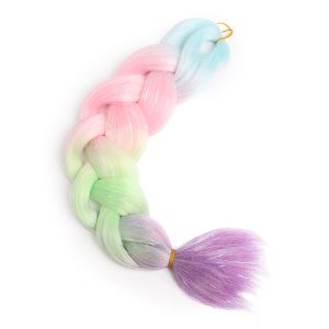 Jumbo Braid Hair Extensions Pastel Ombre With Tinsel