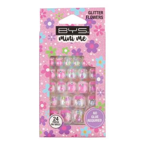 BYS Mini Me Glitter Flowers Press On Nails