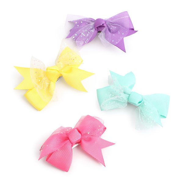 4pk Duck Clip Bow With Tulle