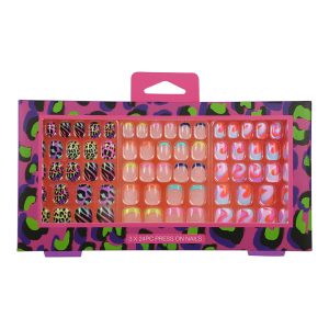 24pc Neon Animal Press On Nails Set