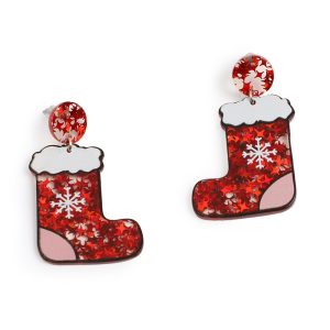 Christmas Earrings Red Stockings