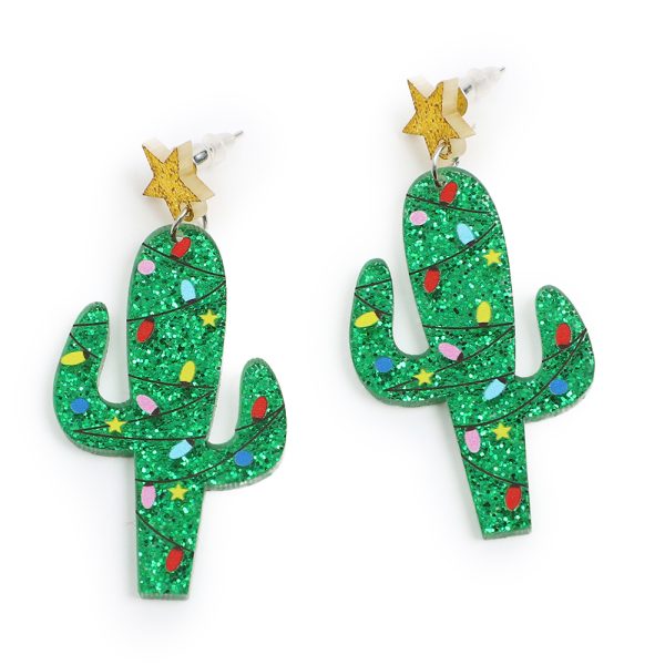 Christmas Earrings Festive Cactus