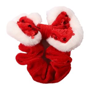 Red Velvet and Sequin Bow Christmas Scrunchie