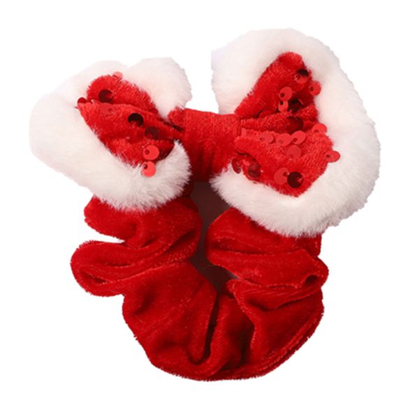 Red Velvet and Sequin Bow Christmas Scrunchie