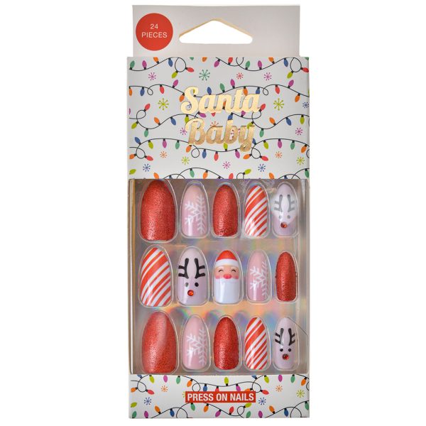 24pc Santa Baby Press On Nails