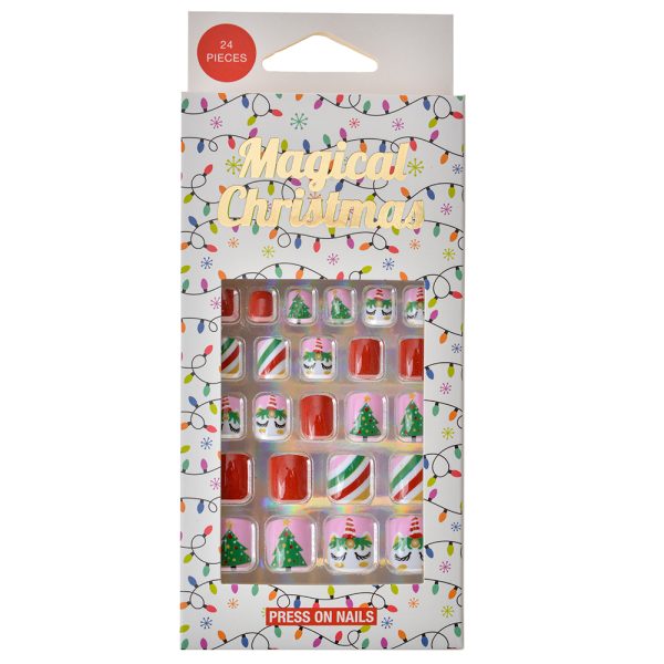 24pc Magical Christmas Kids Press On Nails