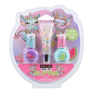 BYS Mini Me Glitter Dragons Lipgloss & Nail Polish Trio