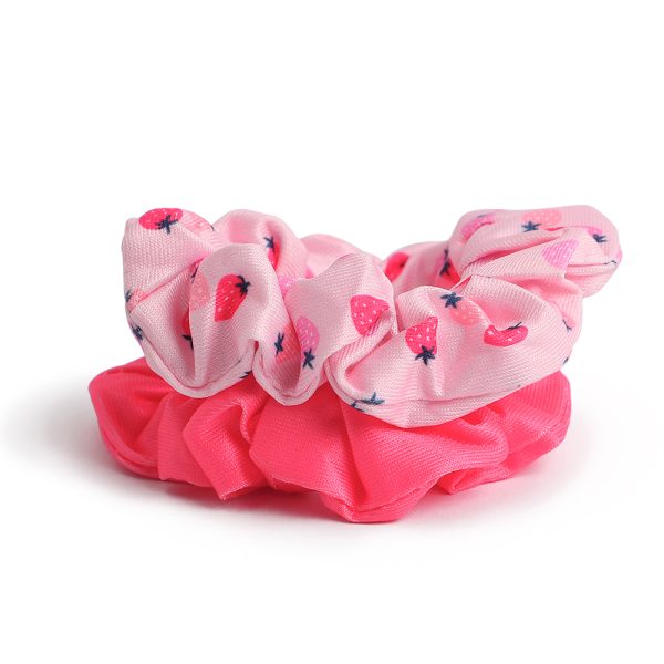 2pk Pink Strawberries Scrunchies