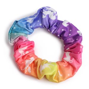 Rainbow Scrunchie with Unicorn Print