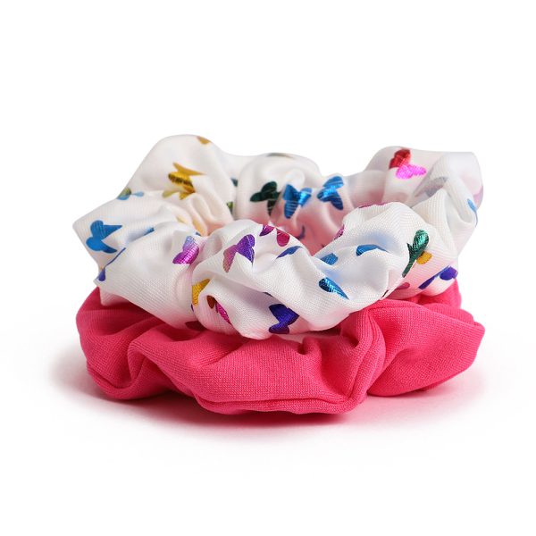 2pk Rainbow Foil Print Scrunchies