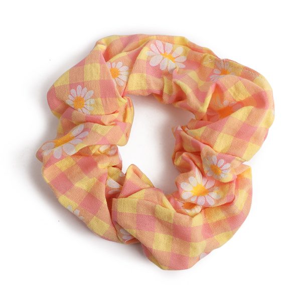 Gingham and Daisy Print Scrunchie